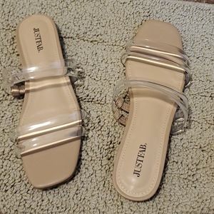 New  clear nude sandels just fab size 6 1/2